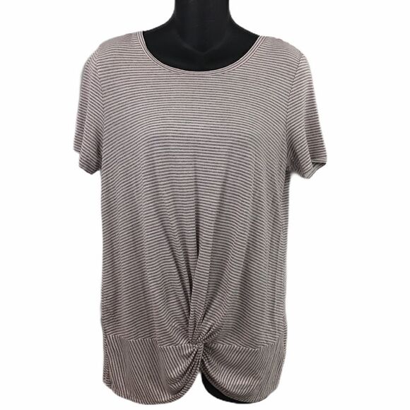Rachel Zoe striped purple twist front tee top M - Picture 1 of 6